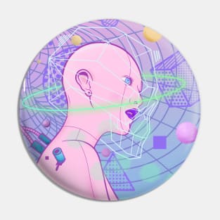 Dope bald girl thinking outer space illustration Pin