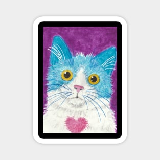 Cute blue cat face art Magnet