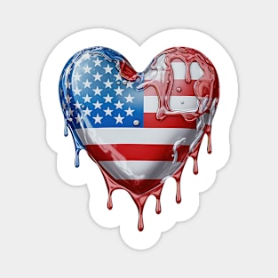 American Flag Dripping Heart #5 Magnet