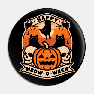 Halloween Happy Meow-O-ween Cute Black Cats Funny Costume Pin