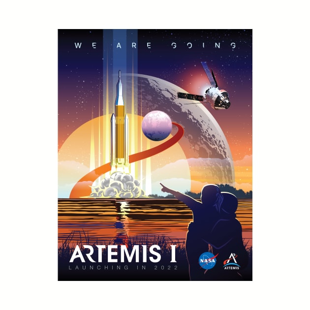 NASA Artemis I Retro Poster Shirt (2-Sided for Light Shirts) by Blake Dumesnil Designs