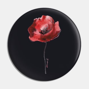 Red Poppy Watercolor Pin