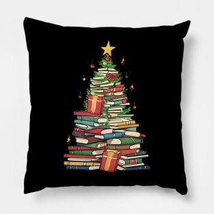 Bookworm Christmas Tree books Pillow