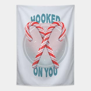Hooked on You retro Christmas candy canes Tapestry