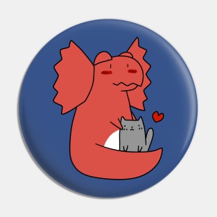 Dilophosaurus Loves Cat Pin