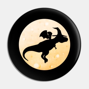 A Magic Dragon With Hat Flying By The Moon On Halloween Pin