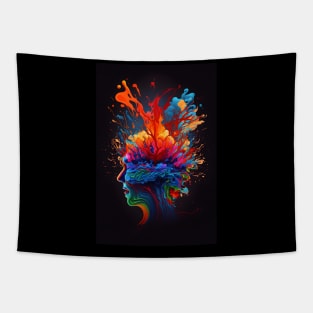 Abstract Colourful Human Head, generative AI Tapestry
