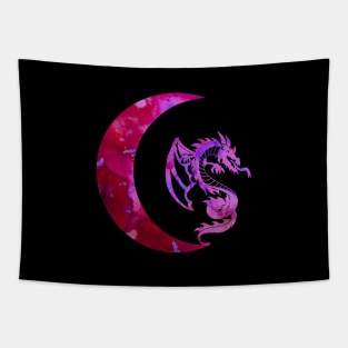 Purple Crescent Moon and Dragon Tapestry