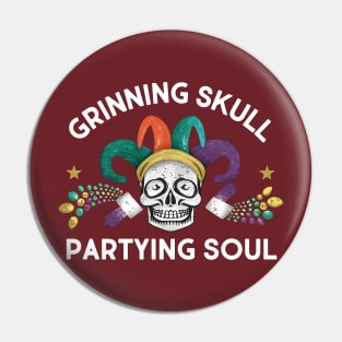 Grinning Skull Partying soul Mardi gras Pin