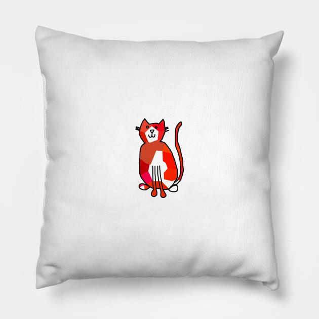 Small Red Crystal Cat Pillow by ellenhenryart