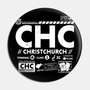 Vintage Christchurch CHC Airport Code Travel Day Retro Travel Tag New Zealand Pin