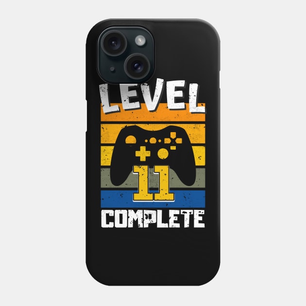 Level 11 Complete 11th Birthday Retro Gaming Kids Phone Case by Foxxy Merch