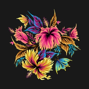 Hibiscus Butterflies - Multi Colour T-Shirt