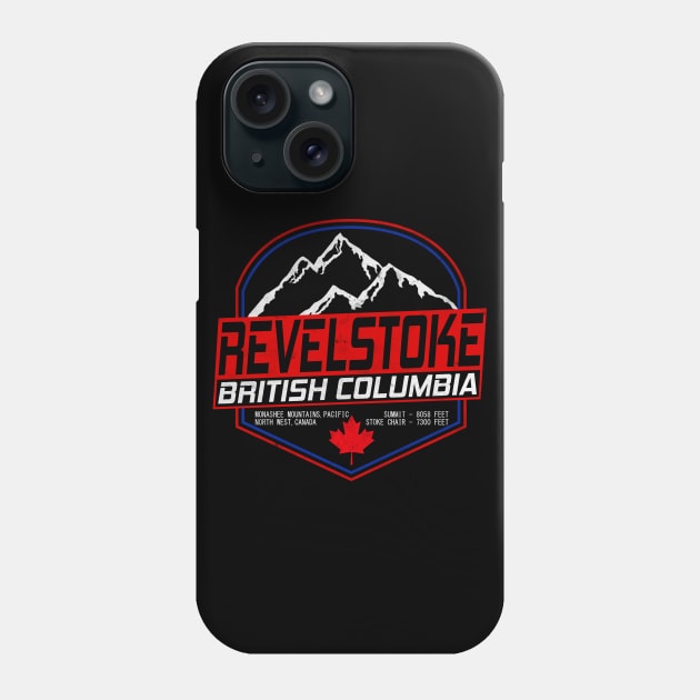 Retro Ski Revelstoke B.C Canada Skiing and Mountain Biking Paradise Phone Case by ChrisWilson