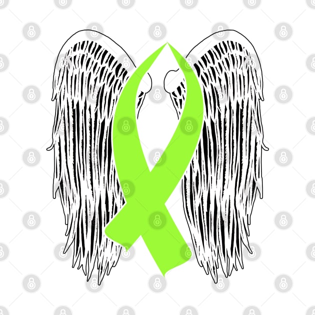 Winged Awareness Ribbon (Lime Green) by BlakCircleGirl