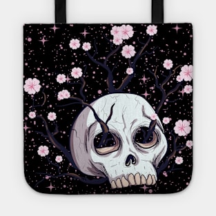 Aesthetic Sakura Skull of Reibirth The Cycle of Life Tote