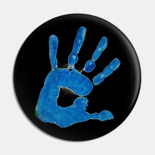 blue hand Pin