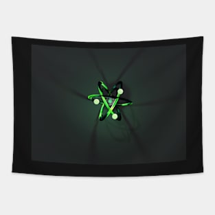 Glowing Green Atom Tapestry