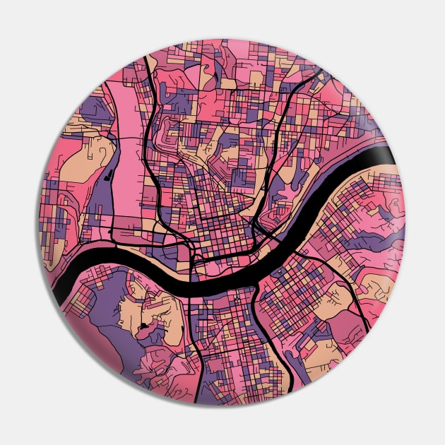 Cincinnati Map Pattern in Purple & Pink Cincinnati Map Pin TeePublic