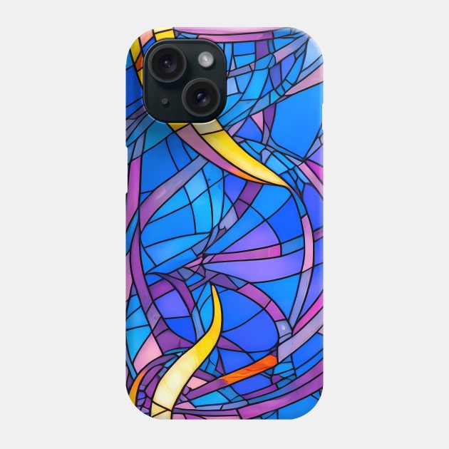 Stained Glass Design Pattern, Blue  and yellow scheme Phone Case by Artilize