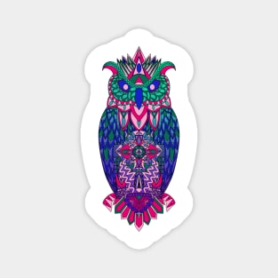 mr owl in ecopop pattern aesthetic art in rainbow colors Magnet