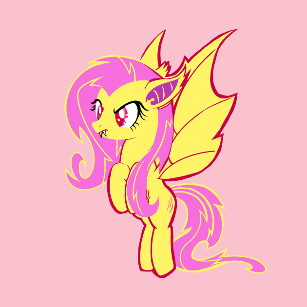 Flutterbat Illustration - Fluttershy Fan Art by CatsandBats