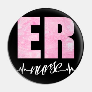 ER Nurse Heartbeat Pink Swirl Pin