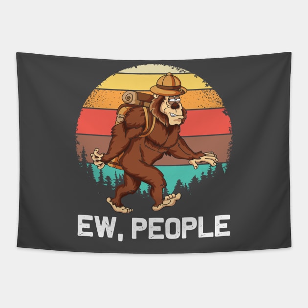 Ew, People Bigfoot Retro Sunset Hiking Outdoors Tapestry by ghsp