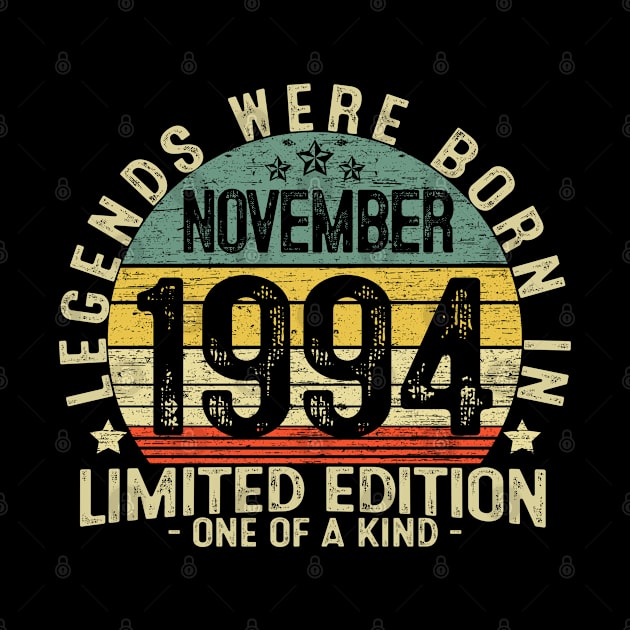 27 Years Old Birthday Legends Were Born In November 1994 by heart teeshirt