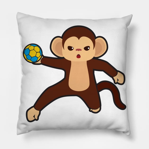 Monkey as Handball player with Handball Pillow by Markus Schnabel