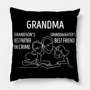 Grandma Grandson And Granddaughter Pillow