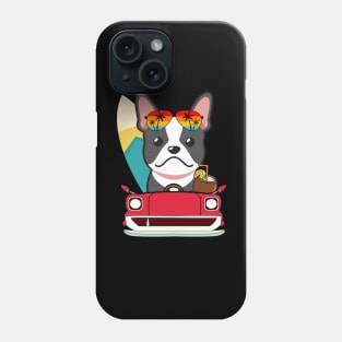 Surfer french bulldog driving to the beach Phone Case