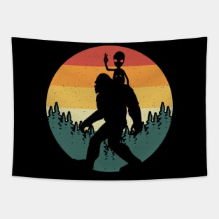 Funny Bigfoot Alien Tapestry