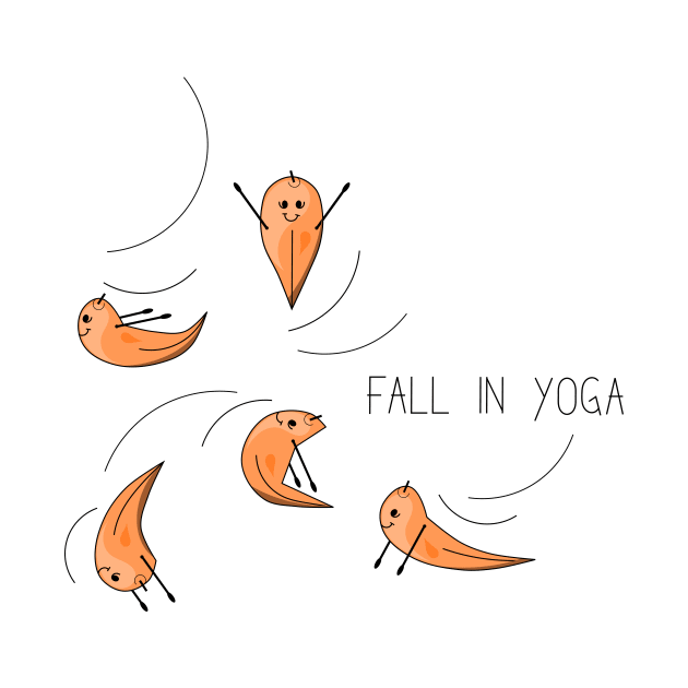 Cartoon drawing of a falling leaves practicing yoga by SooperYela