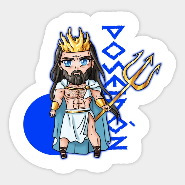 Poseidon chibi - Greek Gods - Sticker | TeePublic