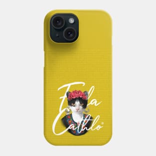 Yellow TXW back Cat Frida Cathlo version of - Frida Kahlo Phone Case