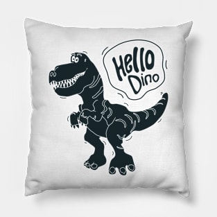 cute monochrome dinosaur illustration for kids Pillow