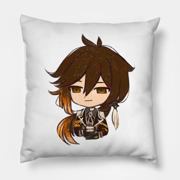 Zhongli chibi Pillow by ariaayuzawa