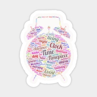 Time Clock Silhouette Shape Text Word Cloud Magnet