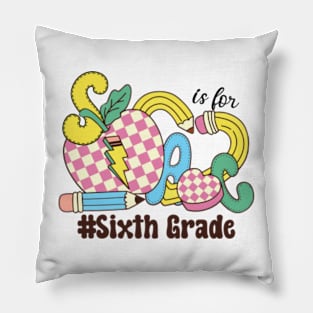 S Is For Sixth Grade Teacher Groovy Back to School Pillow