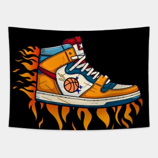 Burning Basketball Shoe Art Tapestry