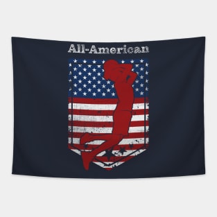 Patriotic All-American Basketball Vintage Distressed 2 White Tapestry