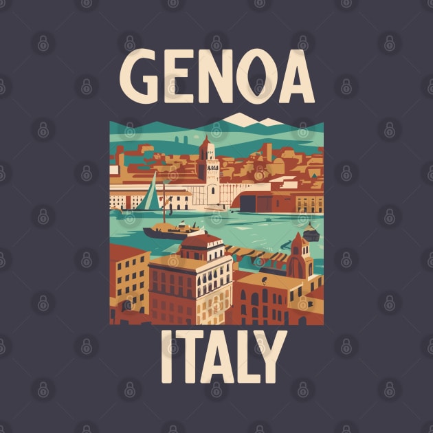 A Vintage Travel Art of Genoa - Italy by goodoldvintage