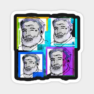 ERNEST HEMINGWAY, 20th Century American novelist, short story writer, journalist. 4-UP COLLAGE ILLUSTRATION Magnet