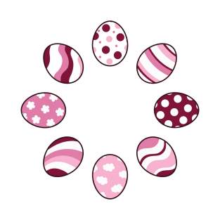 Eggs | Pink | Stripes | Dots | Clouds | White T-Shirt