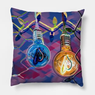 Holiday light bulb art Edison Pillow