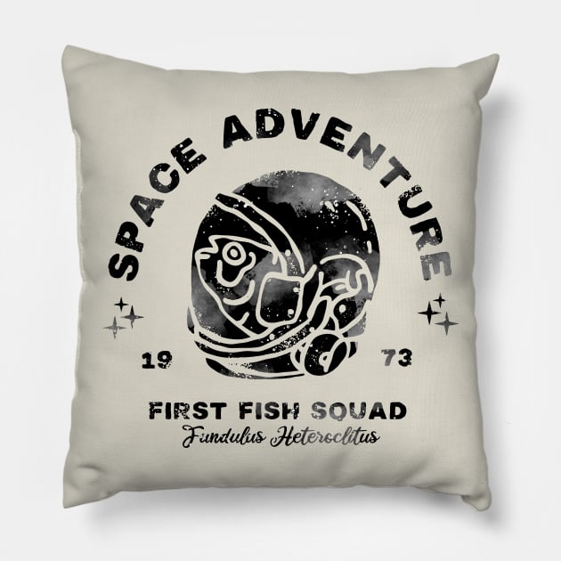 Space Traveller Fish Vintage Design Pillow by okpinsArtDesign