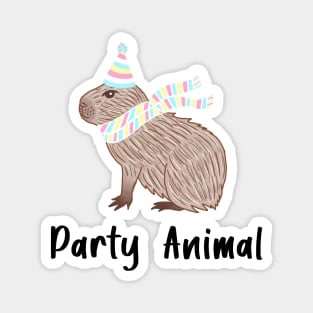 Party Animal Birthday Capybara Black Text Magnet