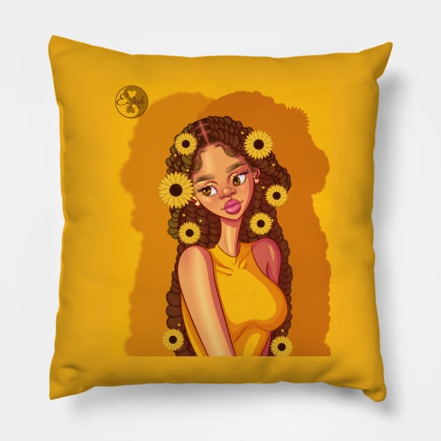 Yellow lady Pillow by Esjuh