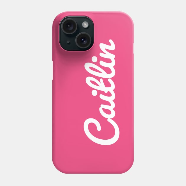 Caitlin White Cursive Script Typography Phone Case by ellenhenryart